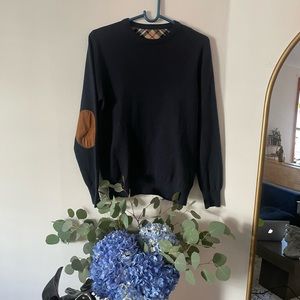 Mens small blue elbow patch sweater
